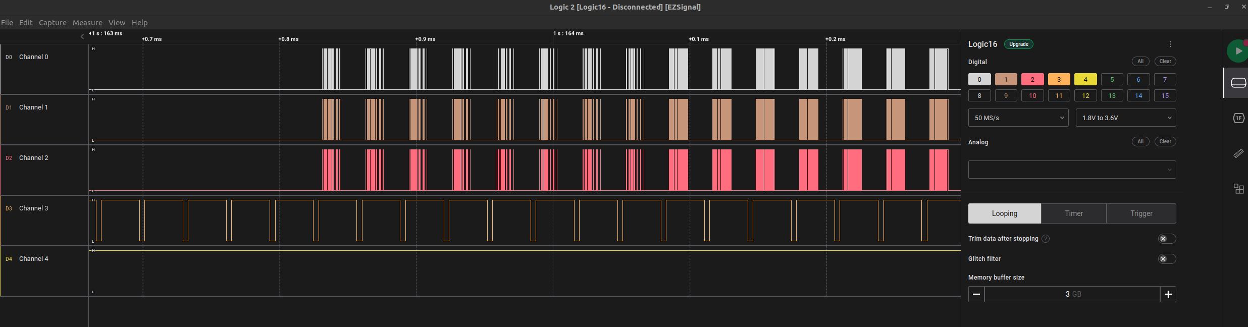 The capture opened in Saleae Logic