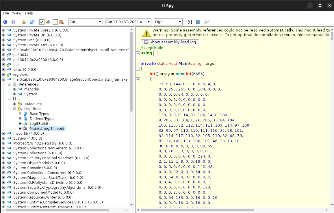 The open file in ILSpy